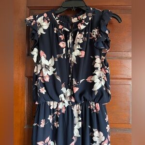 Sienna Sky Blue and Pink Ruffled Sleeveless Pantsuit